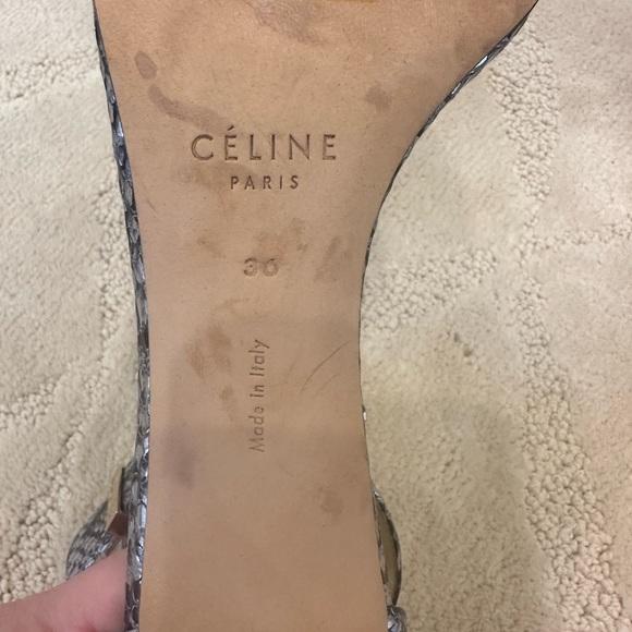 Celine ankle strap python snake skin silver and black stiletto heels, size 36 - Picture 10 of 14